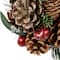 Mixed Foliage Frosted Pinecone and Berry Christmas Ball Ornament - 6"
